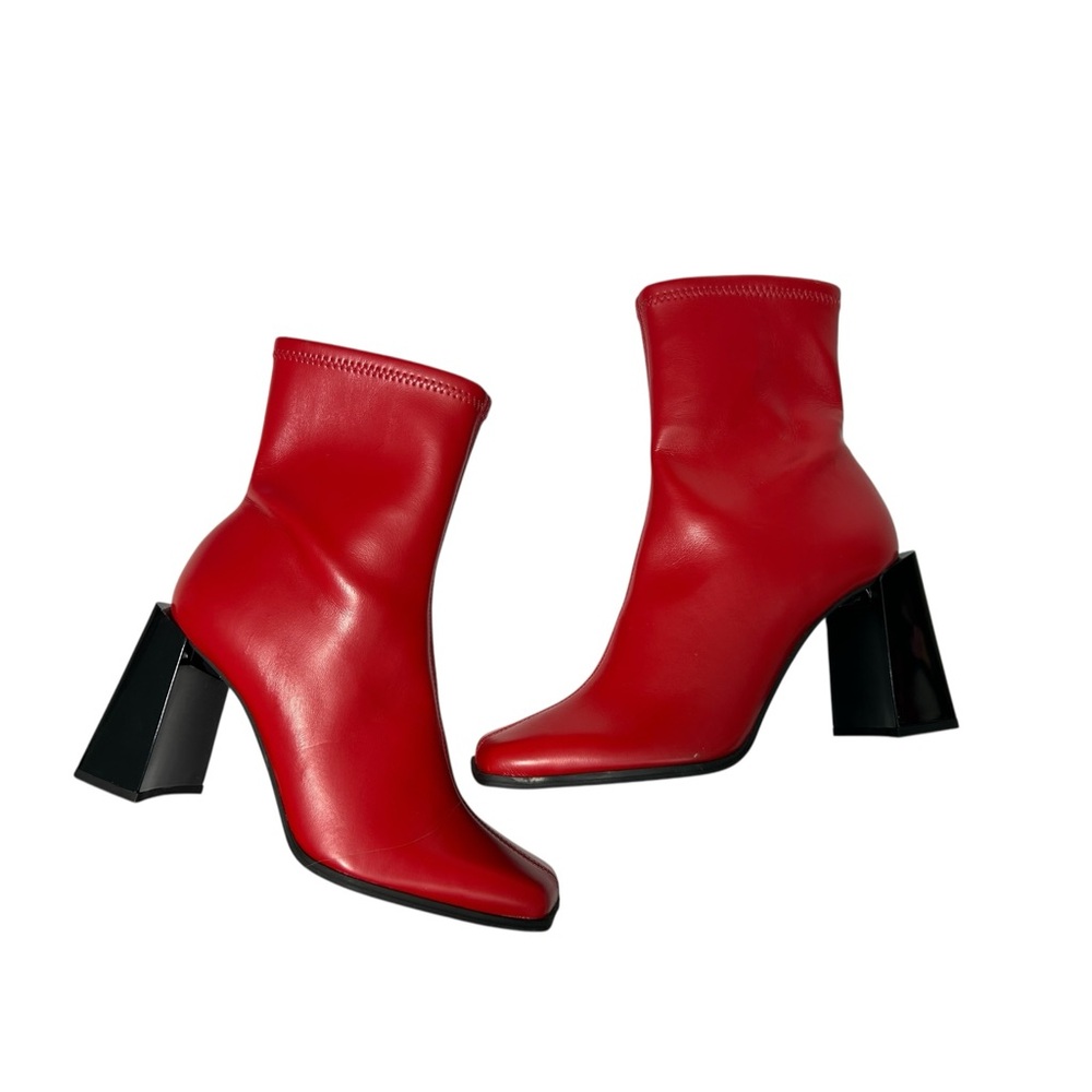 Gianni Bini Red Leather Ankle Boots